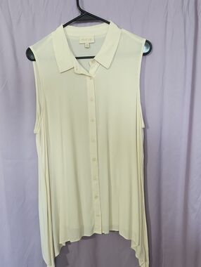 ModCloth Sleeveless Button-Down Cream Blouse